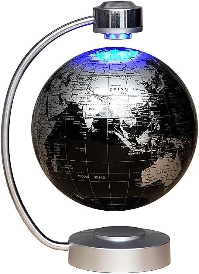 Magnetic Levitation Floating Globe NHSUNRAY 8'' Levitation Rotating Ball LED Illuminated World Map Earth for Desktop Office Home Decor (Black)