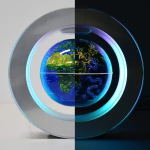 Magnetic Levitation Floating World Map with Constellations LED Light Globe 2 in 1 Anti Gravity Suspending in The Air Decoration Gadget (Blue 6 inch)