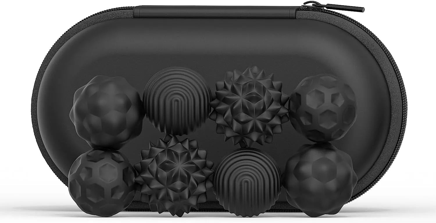Magnetic Sensory Fidget Ball Toy, Attracting Stress Ball with Silicone Shell for Adults and Teens, Peace of Hands and Anxiety Mind, Fun Stress Free Magnet Balls (Black Series, Set of 8)