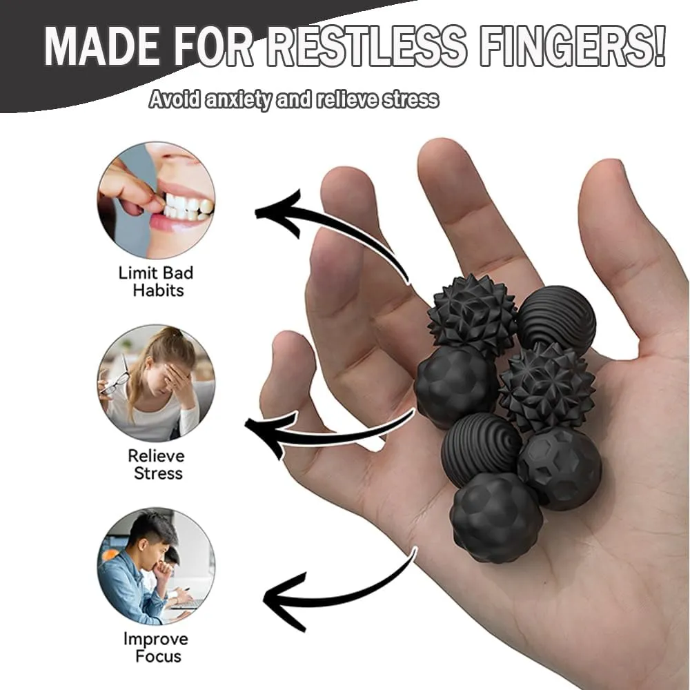 Magnetic Sensory Fidget Ball Toy, Attracting Stress Ball with Silicone Shell for Adults and Teens, Peace of Hands and Anxiety Mind, Fun Stress Free Magnet Balls (Black Series, Set of 8)