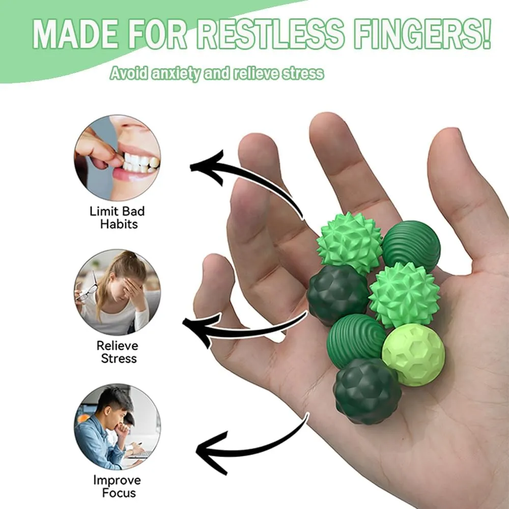 Magnetic Sensory Fidget Ball Toy, Attracting Stress Ball with Silicone Shell for Adults and Teens, Peace of Hands and Anxiety Mind, Fun Stress Free Magnet Balls (Green Series, Set of 8)