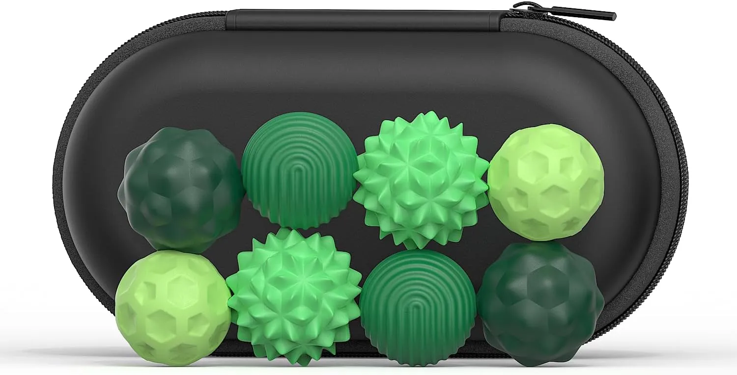 Magnetic Sensory Fidget Ball Toy, Attracting Stress Ball with Silicone Shell for Adults and Teens, Peace of Hands and Anxiety Mind, Fun Stress Free Magnet Balls (Green Series, Set of 8)