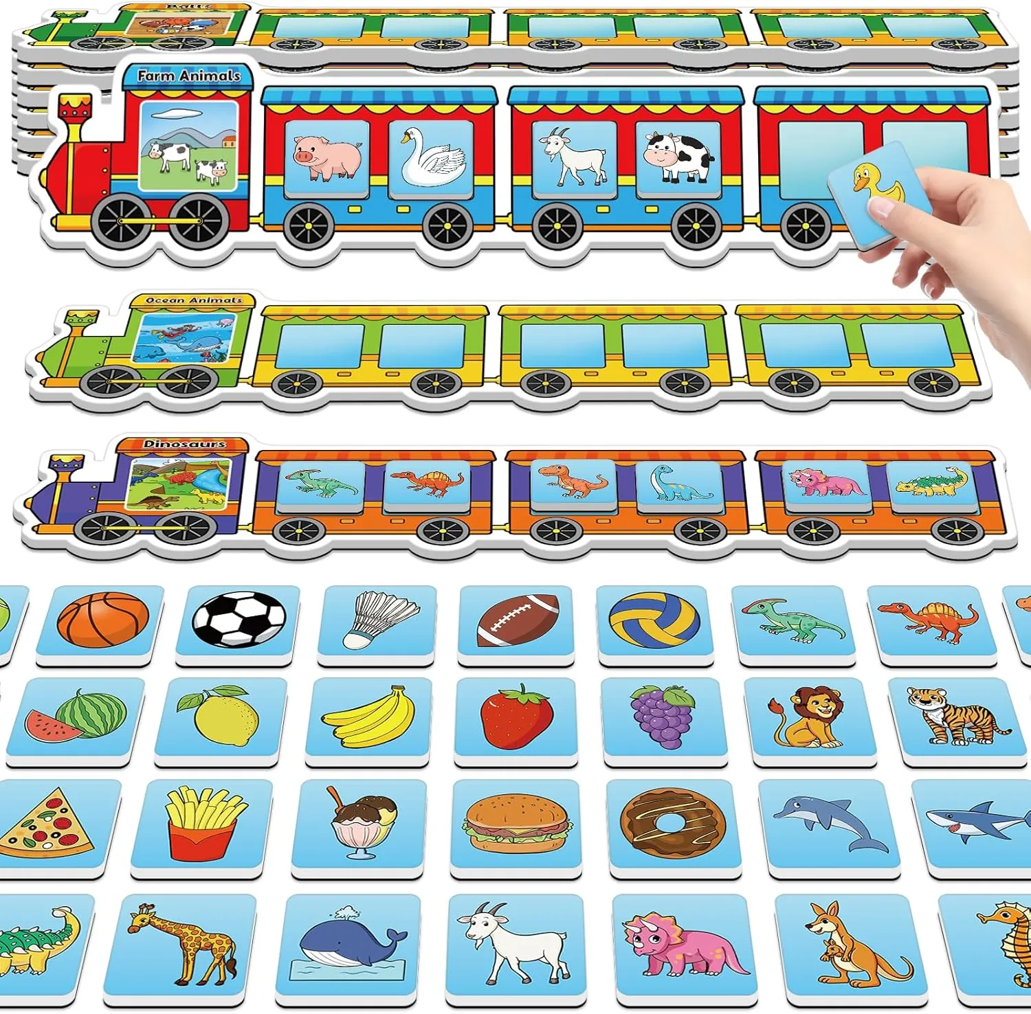 Magnetic Sorting Toys,Animal&Vegetable&Fruit&Food&Ball Fridge Magnets for Kids,Recognition Games,Toddler Magnets for Refrigerator Whiteboard,Matching Game,Preschool Learning Activity