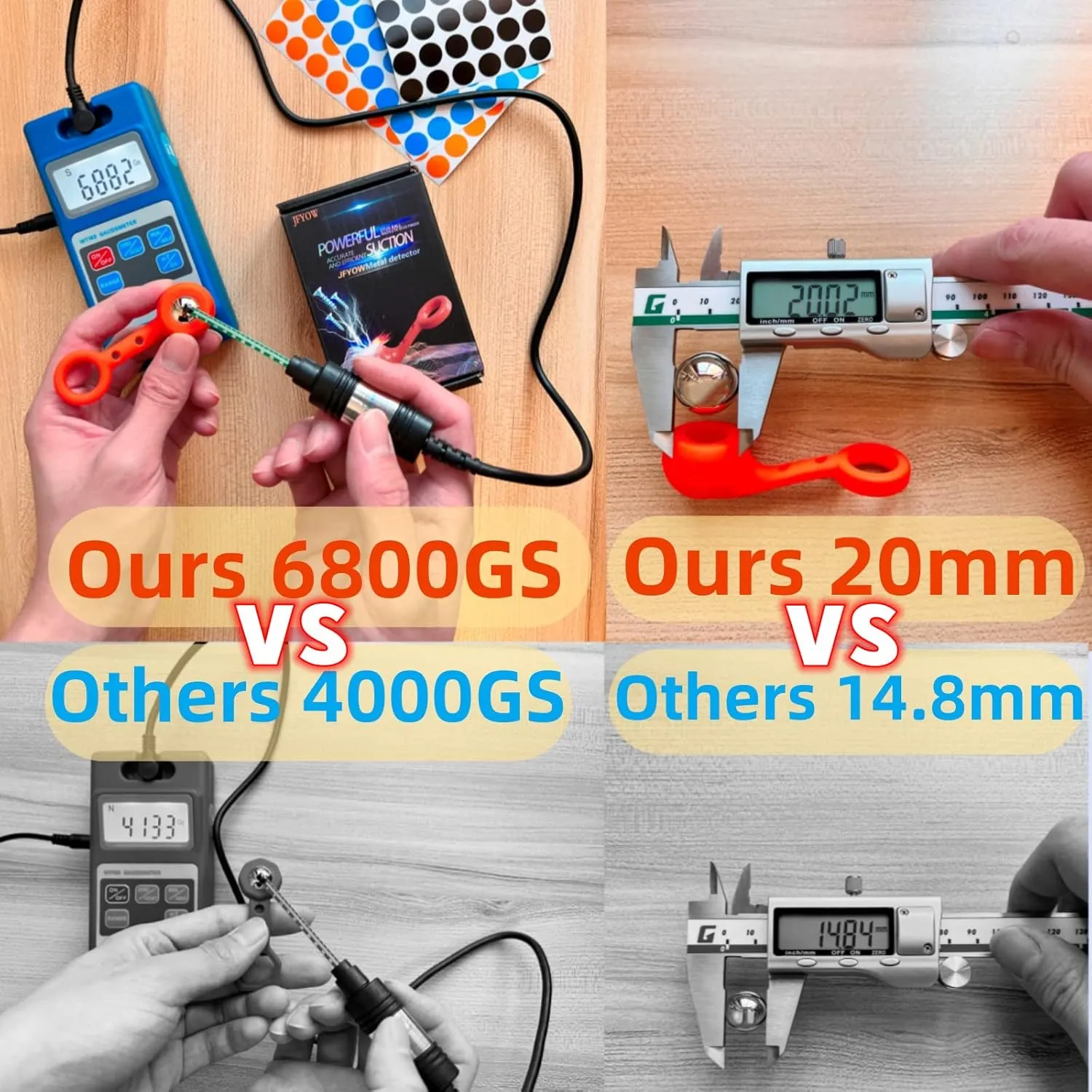 Magnetic Stud Finder with 20mm Stud Ball 6800Gs Magnetic Power, Detects Metal Through 3/4" Drywall (1Pcs Orange)