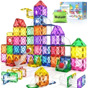 Magnetic Tiles Kids Toys STEM Magnet Toys for Toddler Magnetic Blocks Building Toys Preschool Learning Sensory Montessori Toys for 3  Year Old Boys and Girls, Safe Creativity Toddler Kids Toys