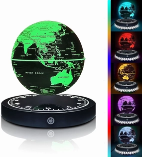Magnetic Levitating Globe with LED Light, 360°Rotating Floating Globe World Map for Home Office Display, Cool Tech Gift for Men Father Boys Girls and Kids, Ideal for Birthdays Anniversaries