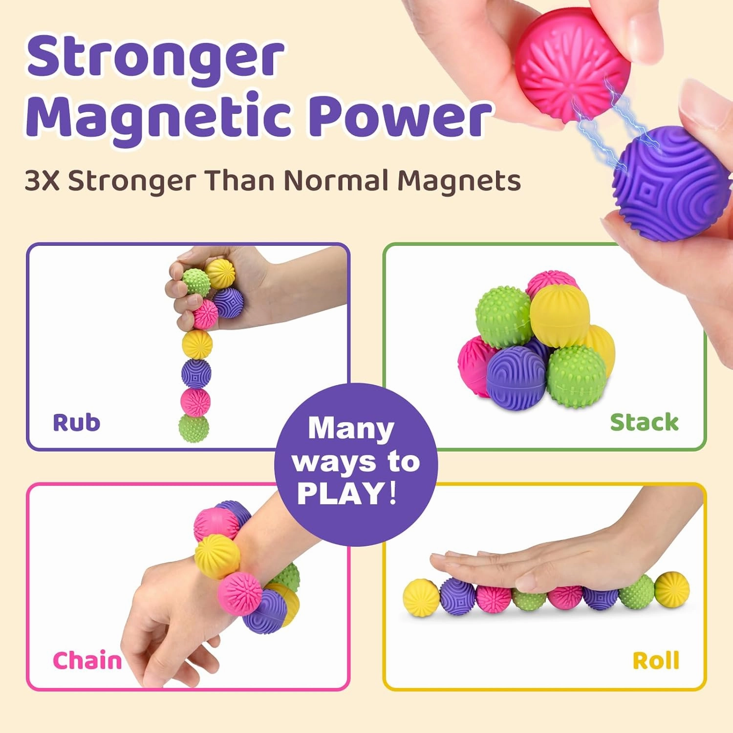 Magnetic Sensory Fidget Balls – 8-Pack Silicone Weighted Stress Relief Toys for Adults & Teens – Quiet, Textured Magnet Fidgets for ADHD, Autism & Anxiety – Gift for Desk, Travel & Office