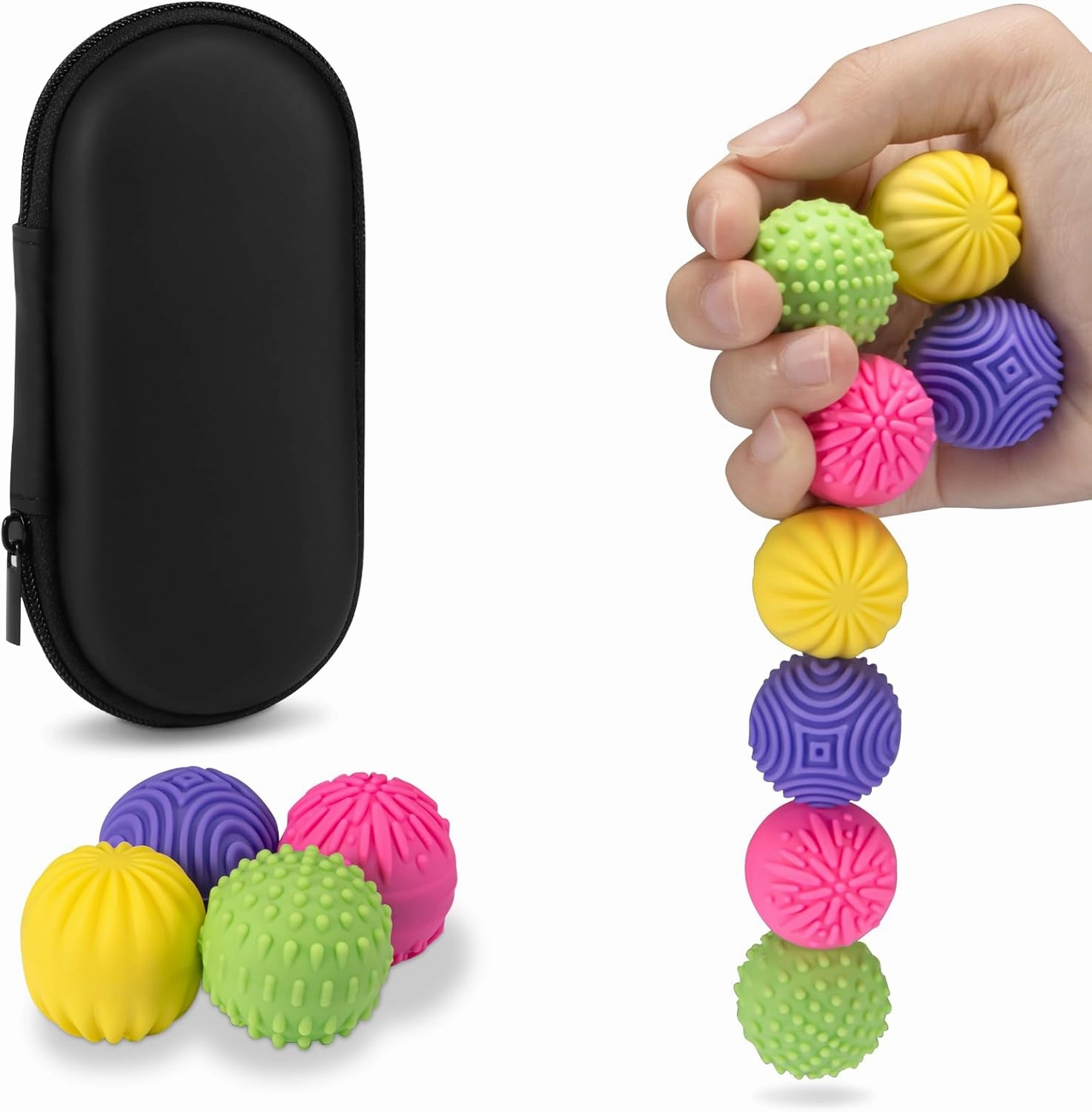 Magnetic Sensory Fidget Balls – 8-Pack Silicone Weighted Stress Relief Toys for Adults & Teens – Quiet, Textured Magnet Fidgets for ADHD, Autism & Anxiety – Gift for Desk, Travel & Office