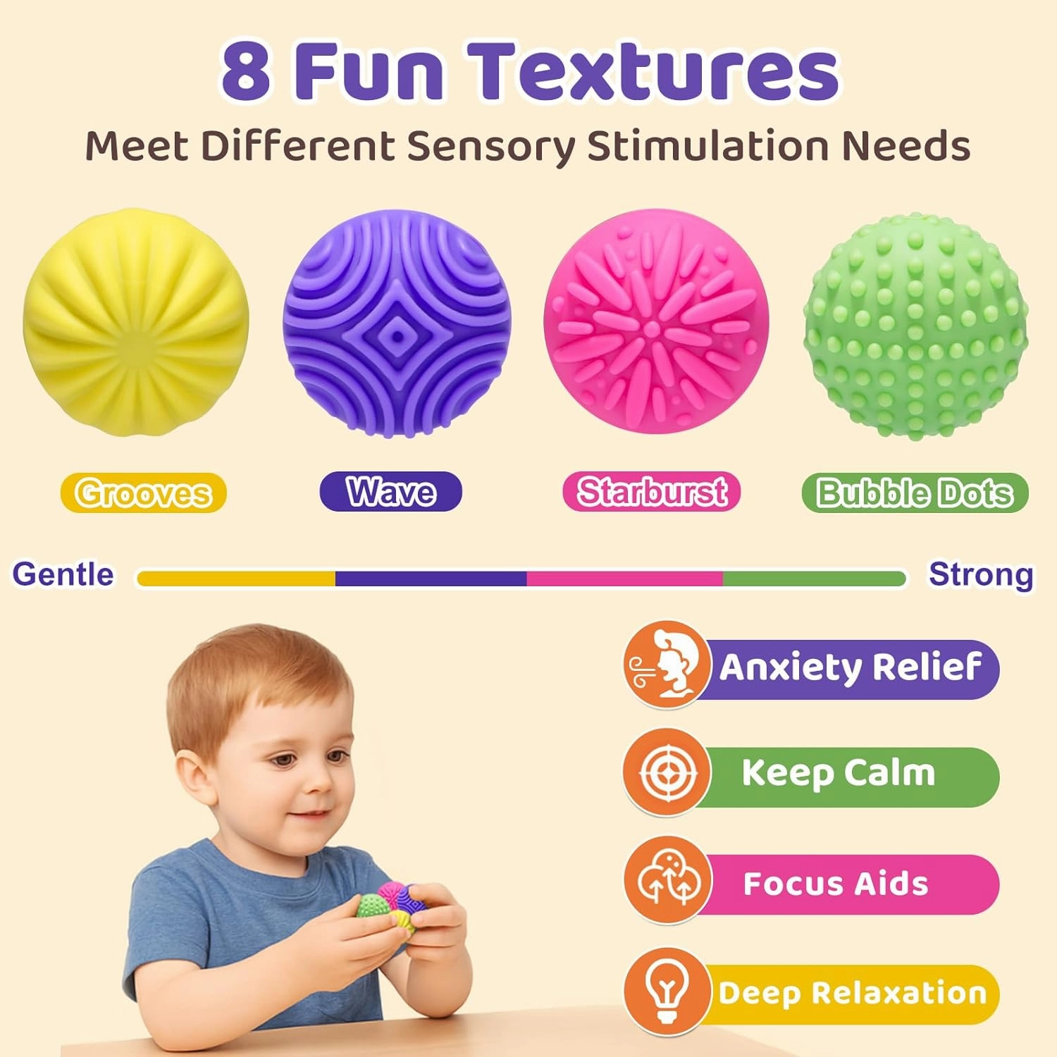 Magnetic Sensory Fidget Balls – 8-Pack Silicone Weighted Stress Relief Toys for Adults & Teens – Quiet, Textured Magnet Fidgets for ADHD, Autism & Anxiety – Gift for Desk, Travel & Office