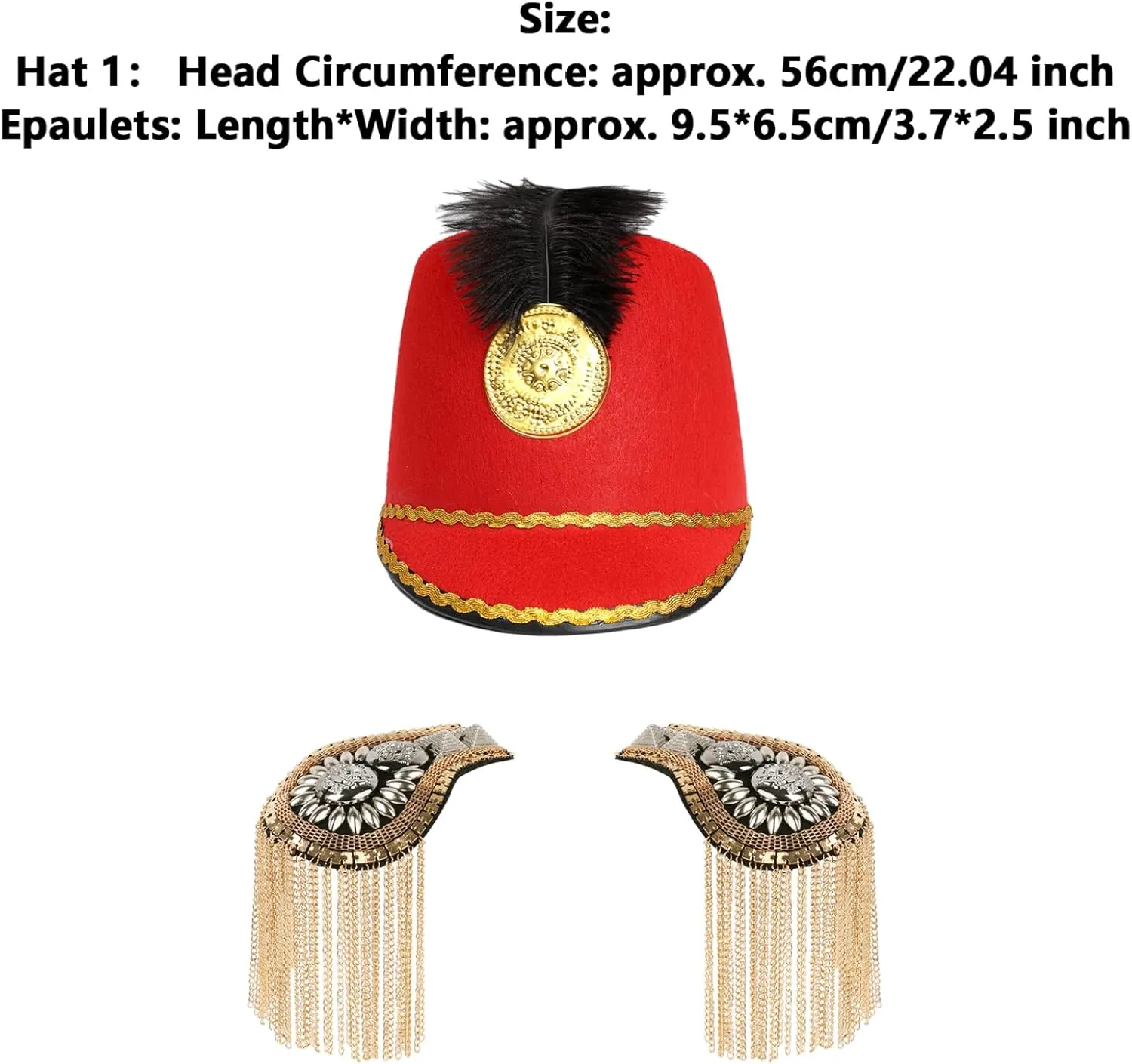 Majorette Drum Major Hat Marching Band Hat with Tassel Epaulet Clothing Accessory for Themed Party