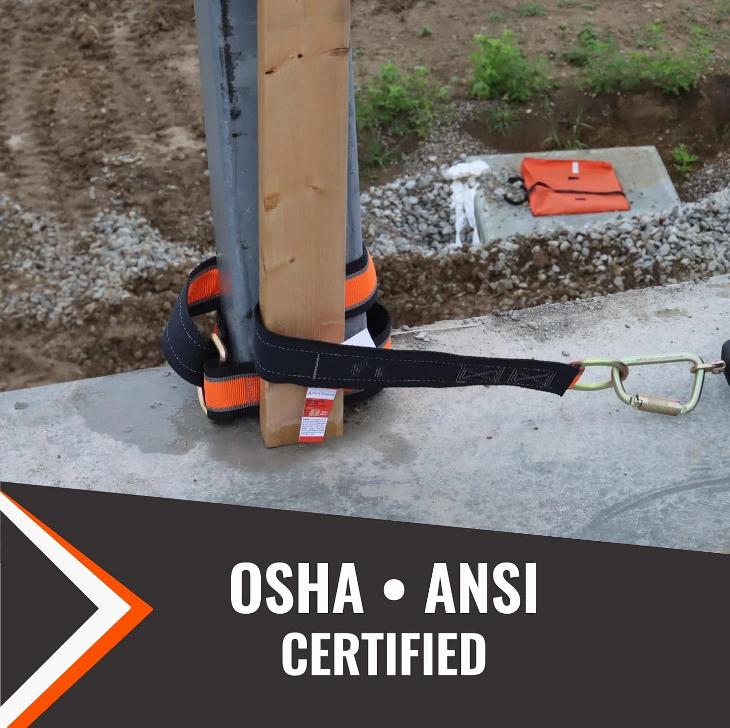 Malta Dynamics 6' Cross Arm Safety Strap, Fall Protection Beam Anchor, D-Ring Safety Strap, Beamer & H-Beam Anchor, OSHA/ANSI Compliant