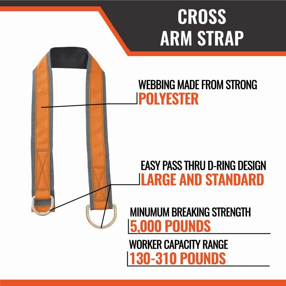 Malta Dynamics 6' Cross Arm Safety Strap, Fall Protection Beam Anchor, D-Ring Safety Strap, Beamer & H-Beam Anchor, OSHA/ANSI Compliant