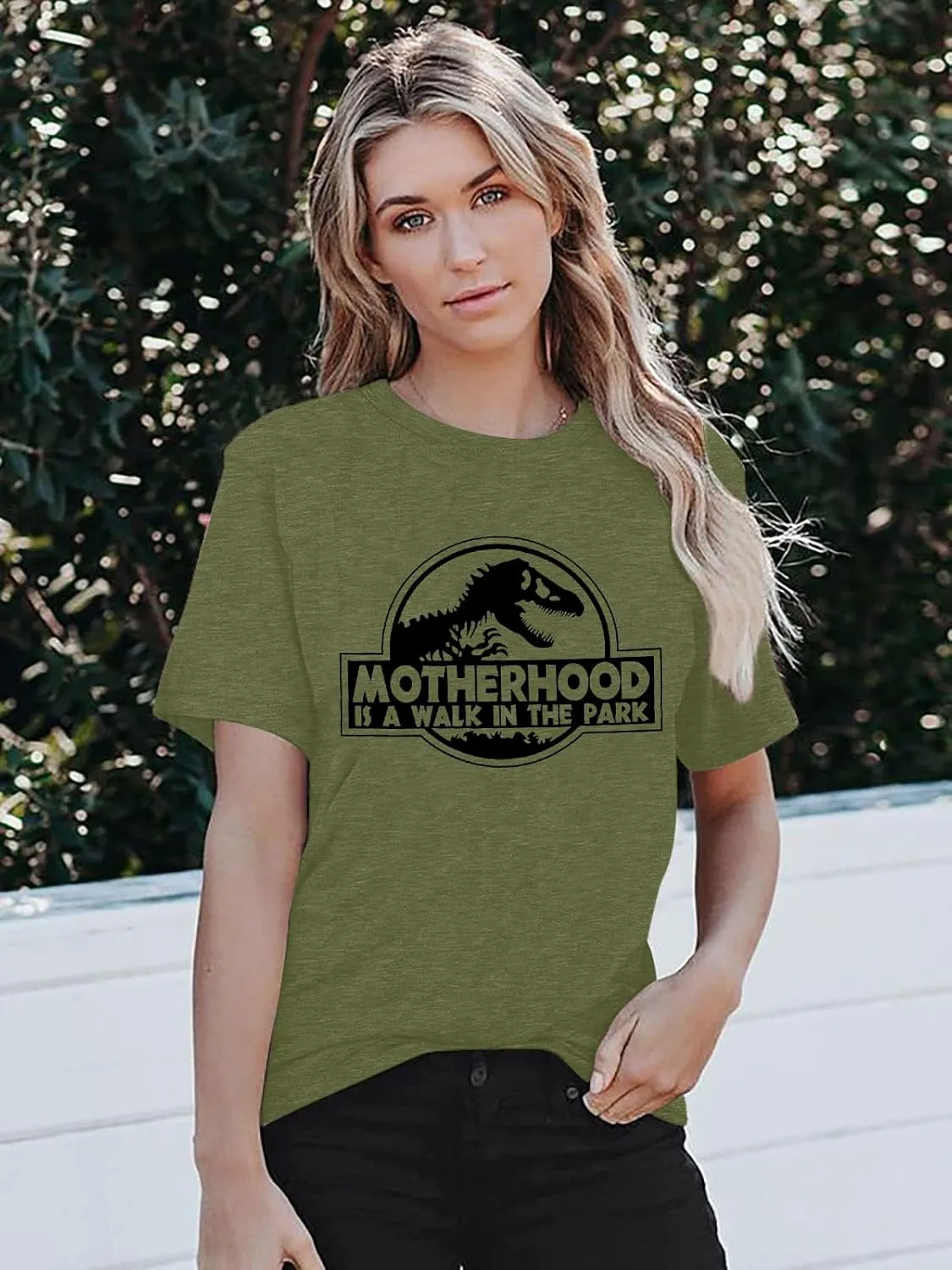Mama Dinosaur Shirt Women Dinosaur Mom Graphic Shirts Motherhood is A Walk in The Park Tshirt Funny Mama Tee