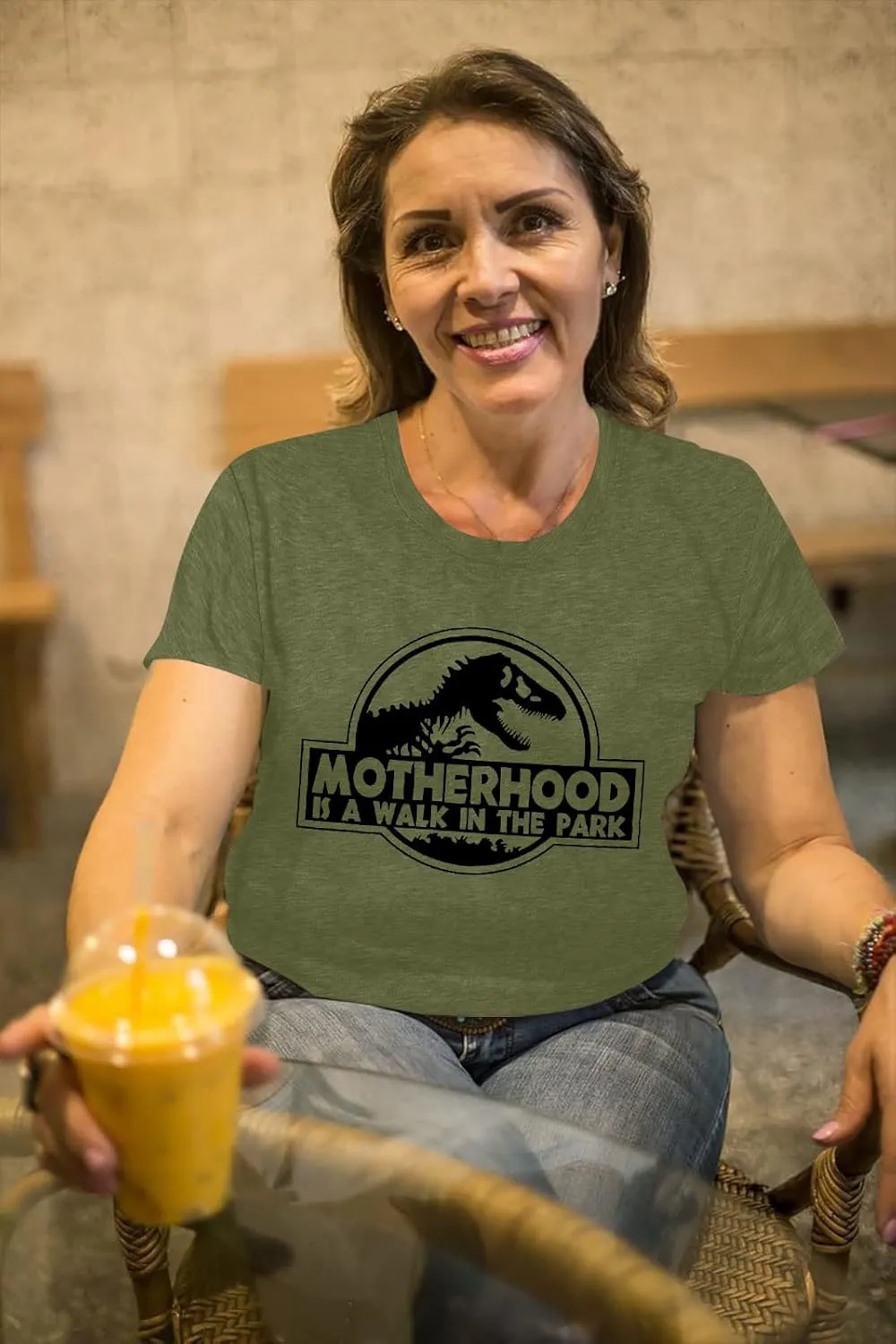 Mama Dinosaur Shirt Women Dinosaur Mom Graphic Shirts Motherhood is A Walk in The Park Tshirt Funny Mama Tee
