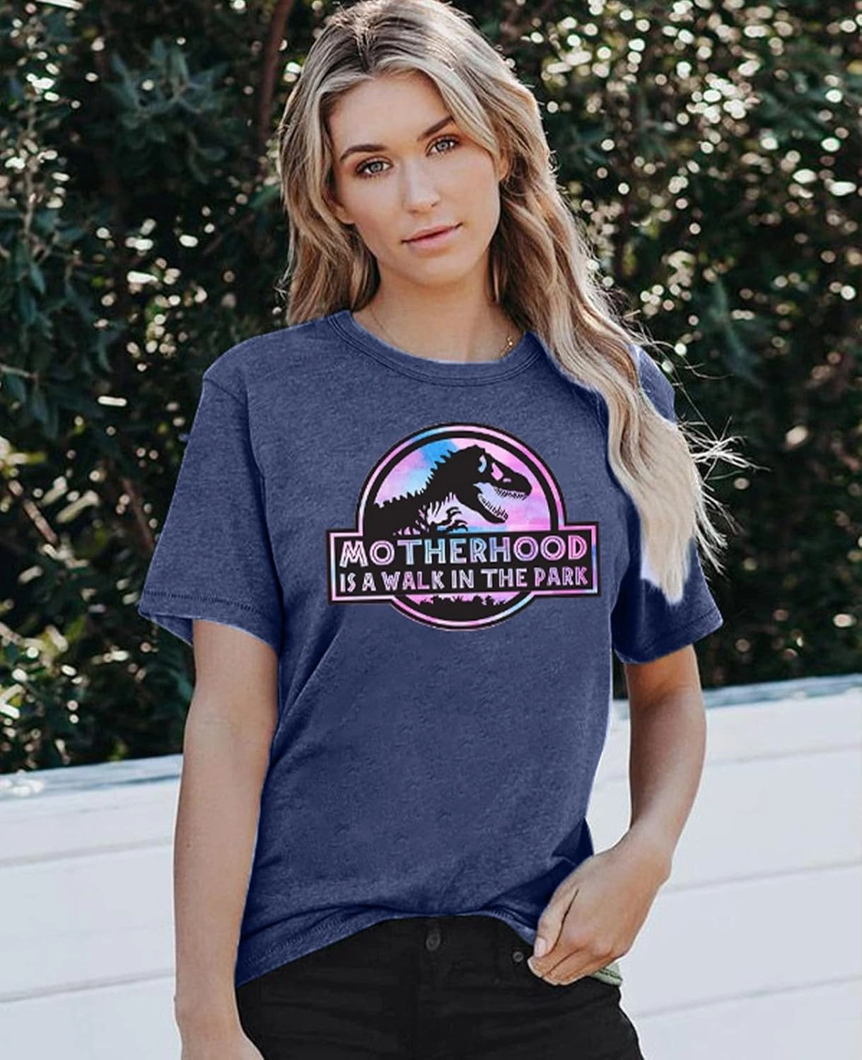 Mama Dinosaur Shirt Women Dinosaur Mom Graphic Shirts Motherhood is A Walk in The Park Tshirt Funny Mama Tee