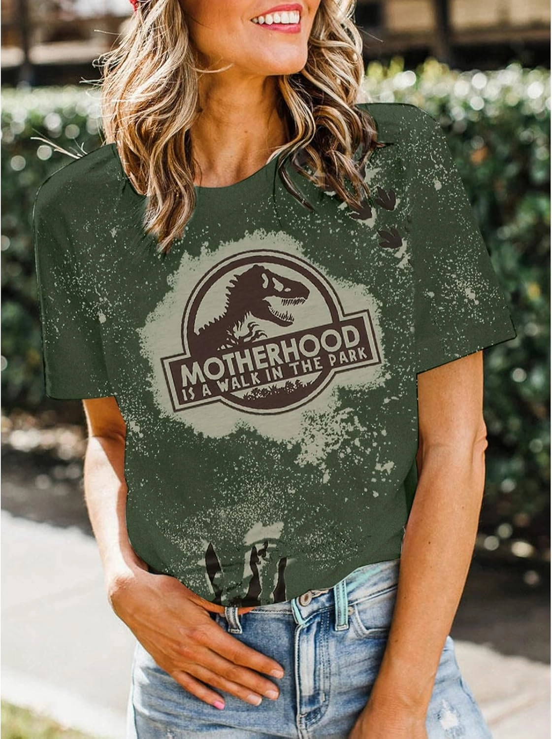 Mama Dinosaur Shirt Women Dinosaur Mom Graphic Shirts Motherhood is A Walk in The Park Tshirt Funny Mama Tee