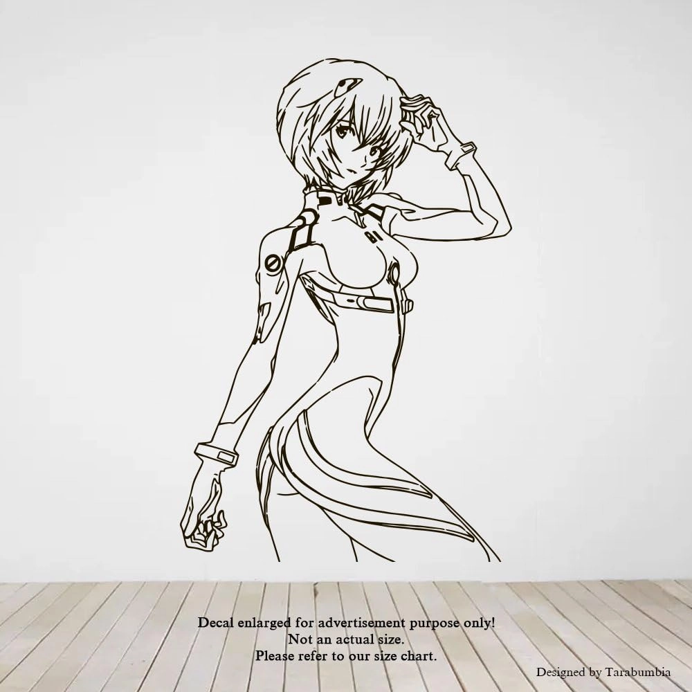 Manga Anime Wall Decals Neon Genesis Evangelion Rei Ayanami Stickers Decorative Design Ideas for Your Home or Office Walls Removable Vinyl Murals EC-1068