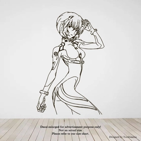 Manga Anime Wall Decals Neon Genesis Evangelion Rei Ayanami Stickers Decorative Design Ideas for Your Home or Office Walls Removable Vinyl Murals EC-1068