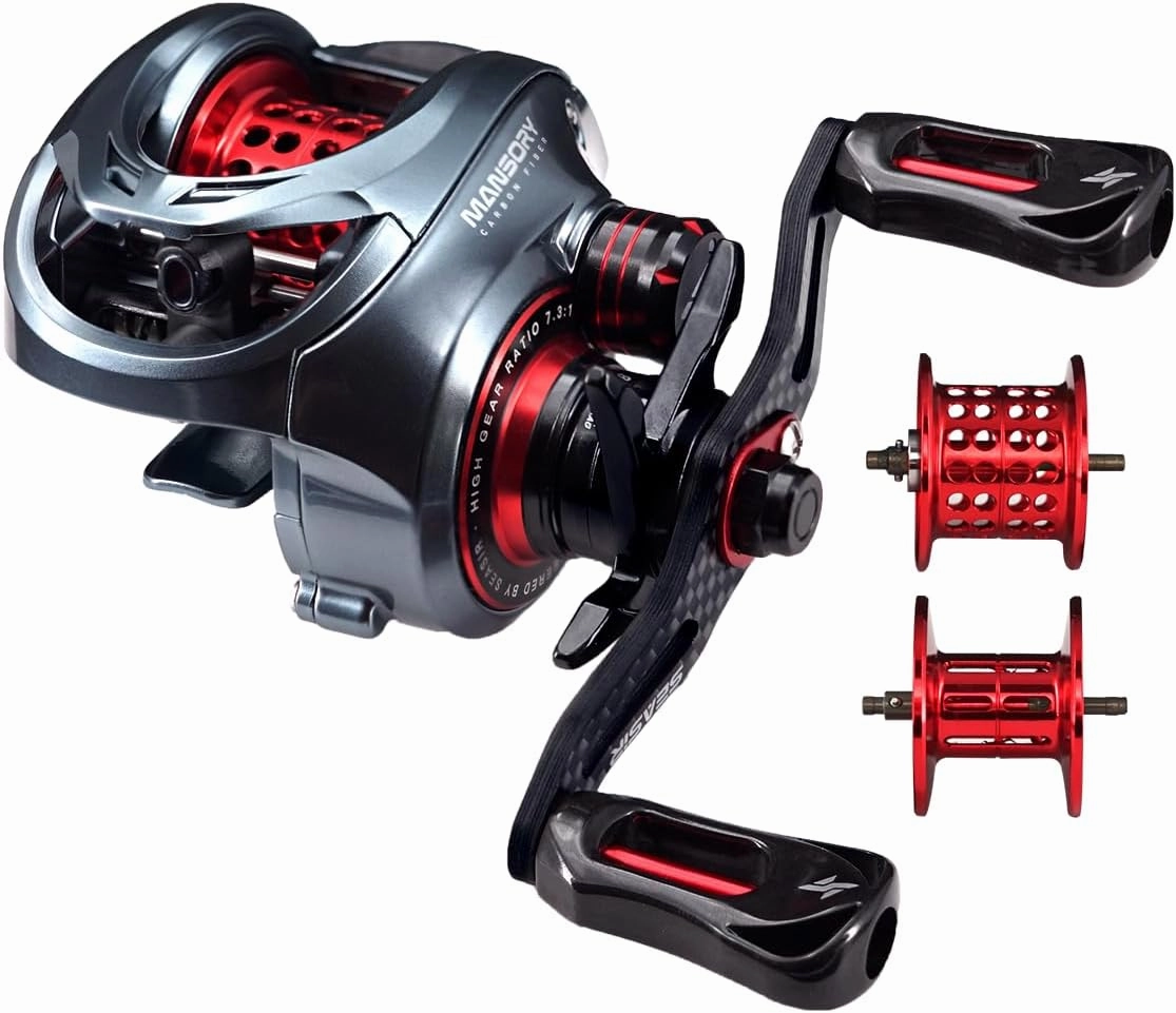Mansory Baitcaster Reels, BFS Reels 7.3:1 Gear Ratio, 5.15oz Ultra-light Fishing Reels Bait-casting, 11 1 Hybrid Ceramic BB, Double Spools, Carbon Fiber Frame, Heavy Duty, Smooth, Freshwater Saltwater