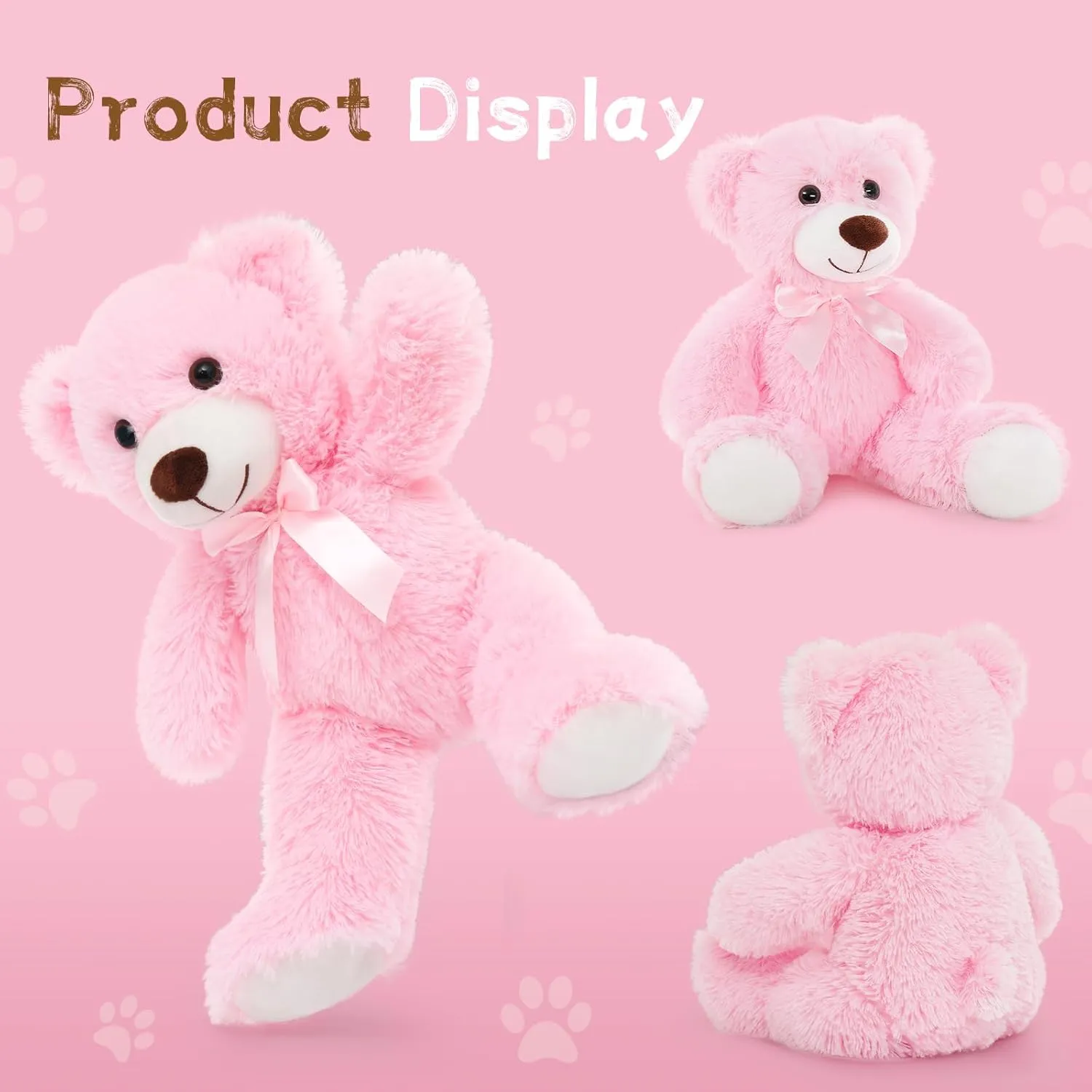 MaoGoLan 10Pcs Bulk Teddy Bears Stuffed Animals Baby Shower, Soft Small Stuffed Bears in Bulk, 13.5" Cuddly Mini Teddy Centerpiece,Wedding,Party,Engagement,Pink