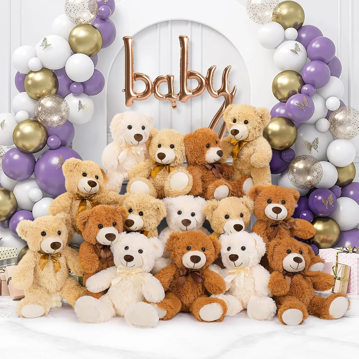 MaoGoLan 15 Pack Teddy Bears Bulk for Baby Shower, 14 in Small Teddy Bear Plush Toy, Mini Stuffed Bears Bulk for Kids Girlfriend, Wholesale Small Bear for Wedding, Birthday, Christmas