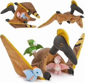 MaoGoLan 37 inch Giant Pterodactyl Plush Stuffed Animals Dinosaur Toys Bulk for Kids, Large Pterosaur Mommy with Babies Inside - Dino Squad Party Favors Decorations Christmas Birthday Gift