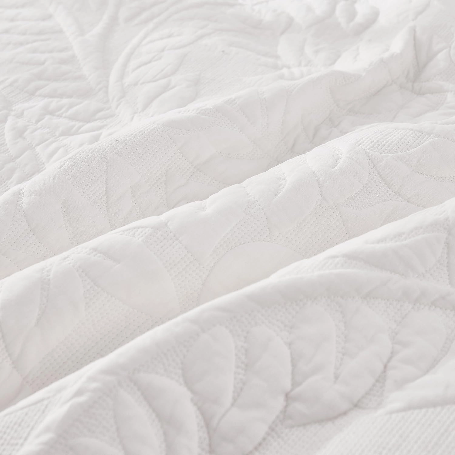 MarCielo 3-Piece 100% Cotton Oversized Bedspread Lightweight Quilt Coverlet Embroidery Farmhouse Bedding Set T0 (Bright White, King (118"x106"))