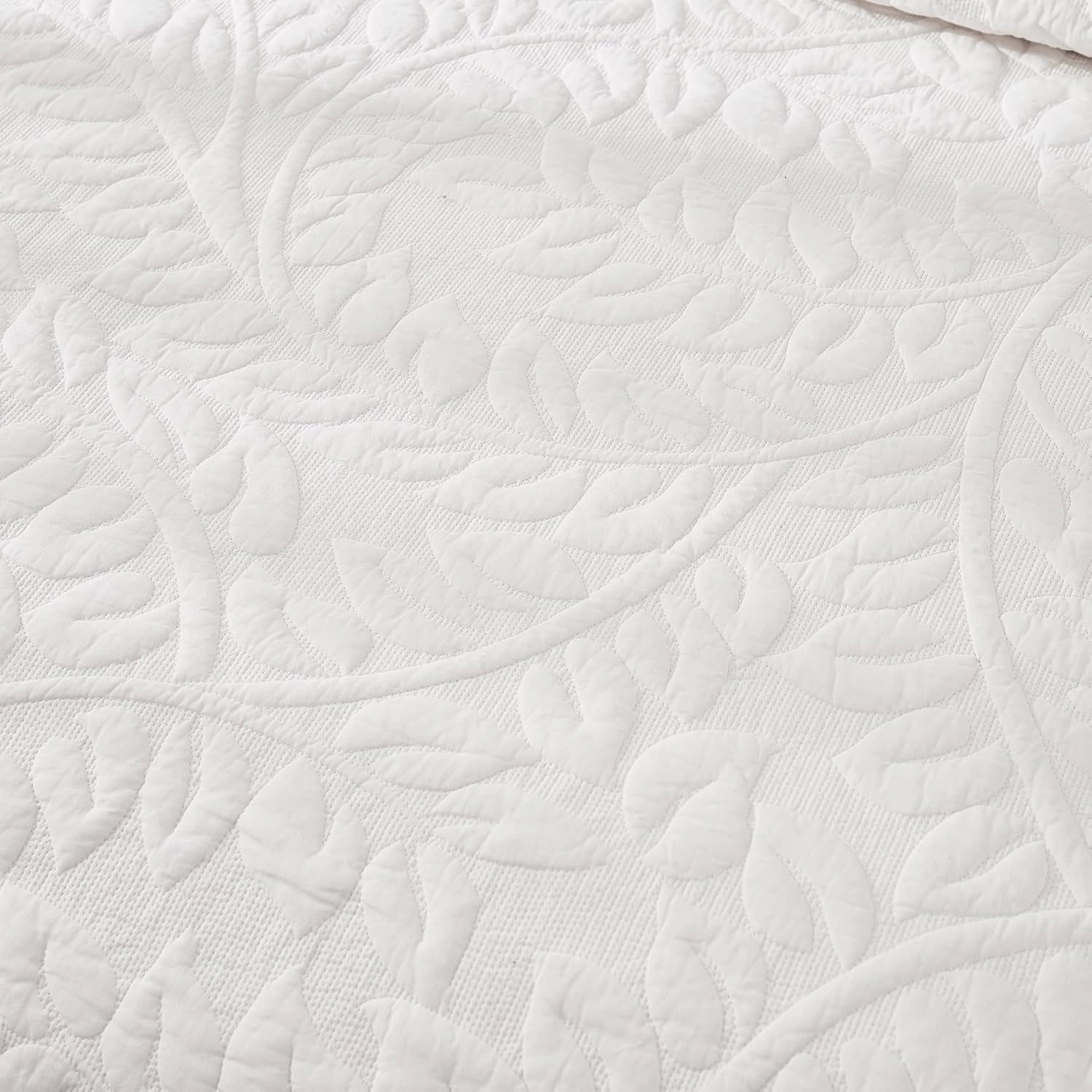 MarCielo 3-Piece 100% Cotton Oversized Bedspread Lightweight Quilt Coverlet Embroidery Farmhouse Bedding Set T0 (Bright White, King (118"x106"))