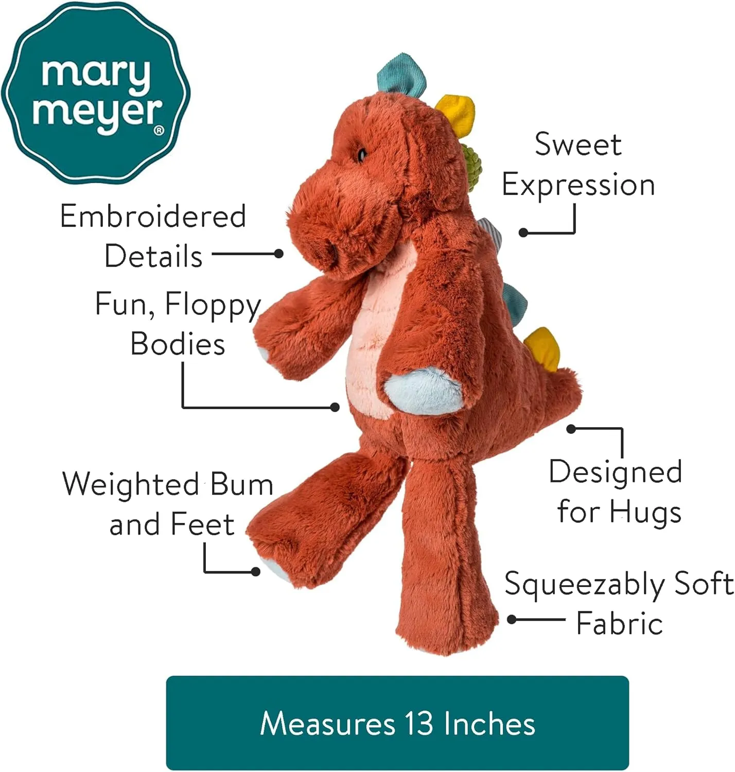 Mary Meyer Marshmallow Zoo Stuffed Animal Soft Toy, 13-Inches, Stegosaurus