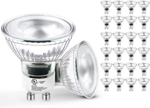 MASTERY MART 24 Pack Dimmable GU10 LED Light Bulbs, 5.5W Bright 5000K Daylight White 50W Halogen Equivalent, 400lm Energy Saver for Track Lighting Fixture, Kitchen, Basement, Living Room, 25000 Hours
