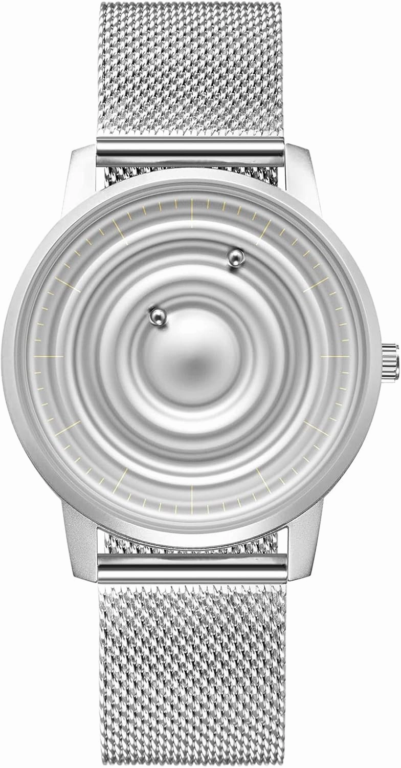 MASTOP Brand Men Stainless Steel Magnetic Analog Quartz Watch Corona Style Business Casual Fashion Watch Stainless Steel Mesh Strap