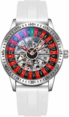 MASTOP Roulette Wheel Men‘s Watches Automatic Mechanical Watch for Men Swinging Rotary Dial Design Hollow Skeleton Watches Stainless Steel Waterproof Business Wristwatch
