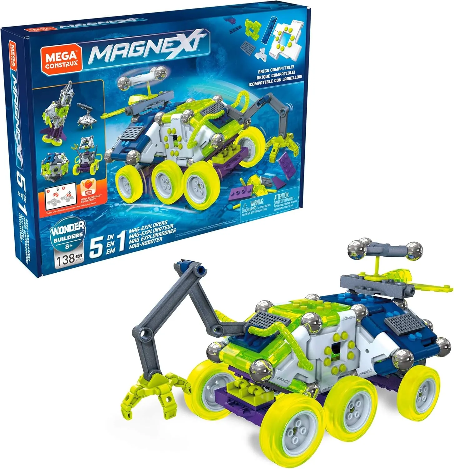 Mega​Jurassic World Dinosaur Snap Squad Collectibles for Display, Play and Snap On Feature for Attaching to Backpacks, Lunch Packs and More