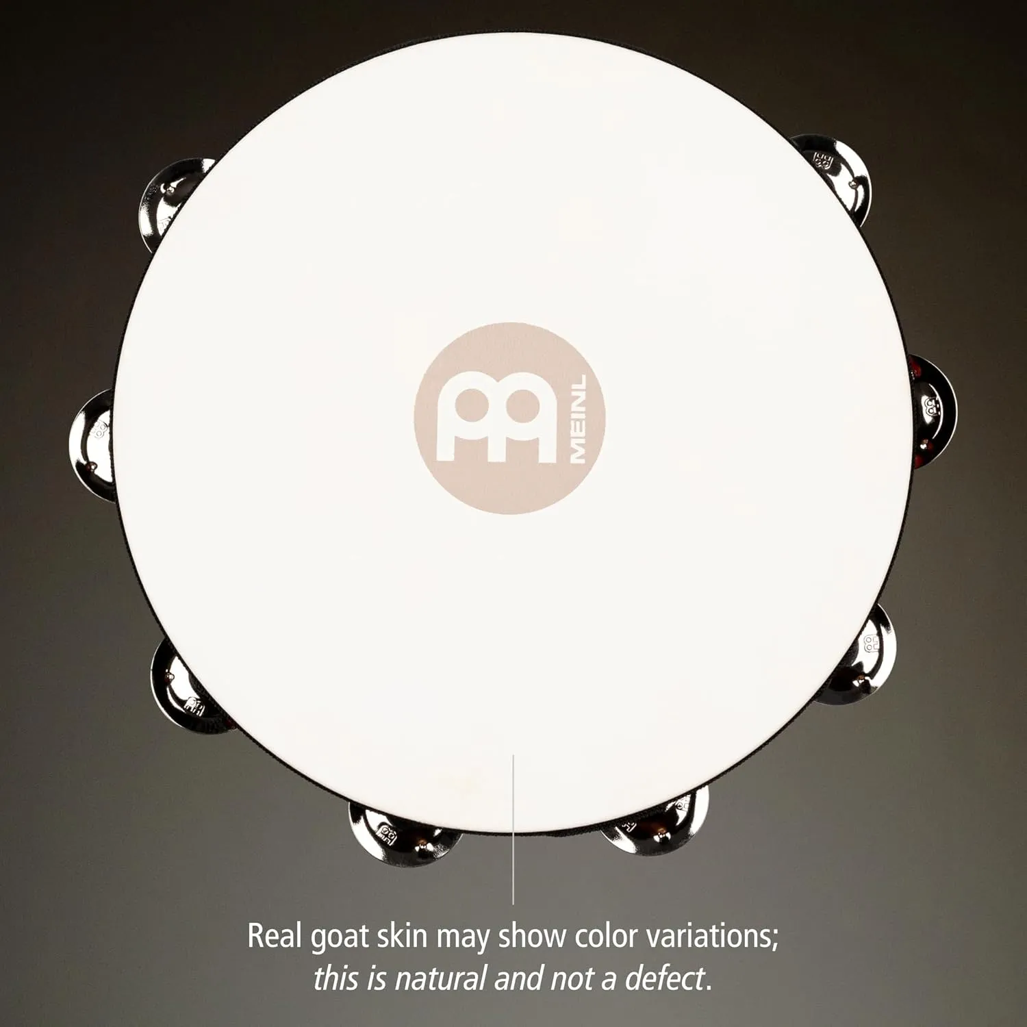 Meinl Percussion TAH2AB Traditional 10-Inch Wood Tambourine with Goat Skin Head and Steel Jingles, 2 Row