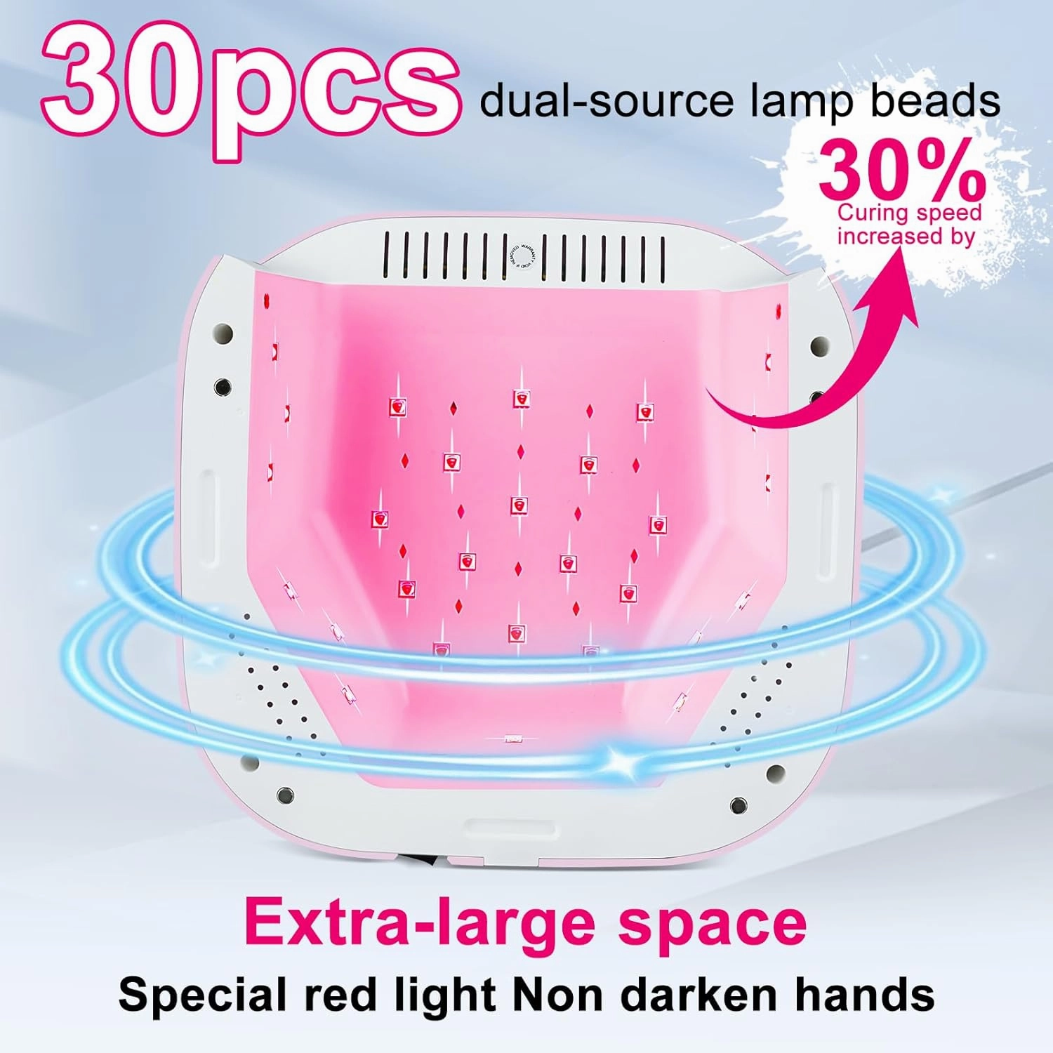 MEKK Cordless UV LED Nail Lamp,54W UV Light for Gel Nails with Hand-Friendly Red Light Beads,Auto Sensor & 4 Timer Settings Professional Flash Cure Lamp for Salon and Home,Checkered Design-Pink