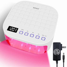MEKK Cordless UV LED Nail Lamp,54W UV Light for Gel Nails with Hand-Friendly Red Light Beads,Auto Sensor & 4 Timer Settings Professional Flash Cure Lamp for Salon and Home,Checkered Design-White