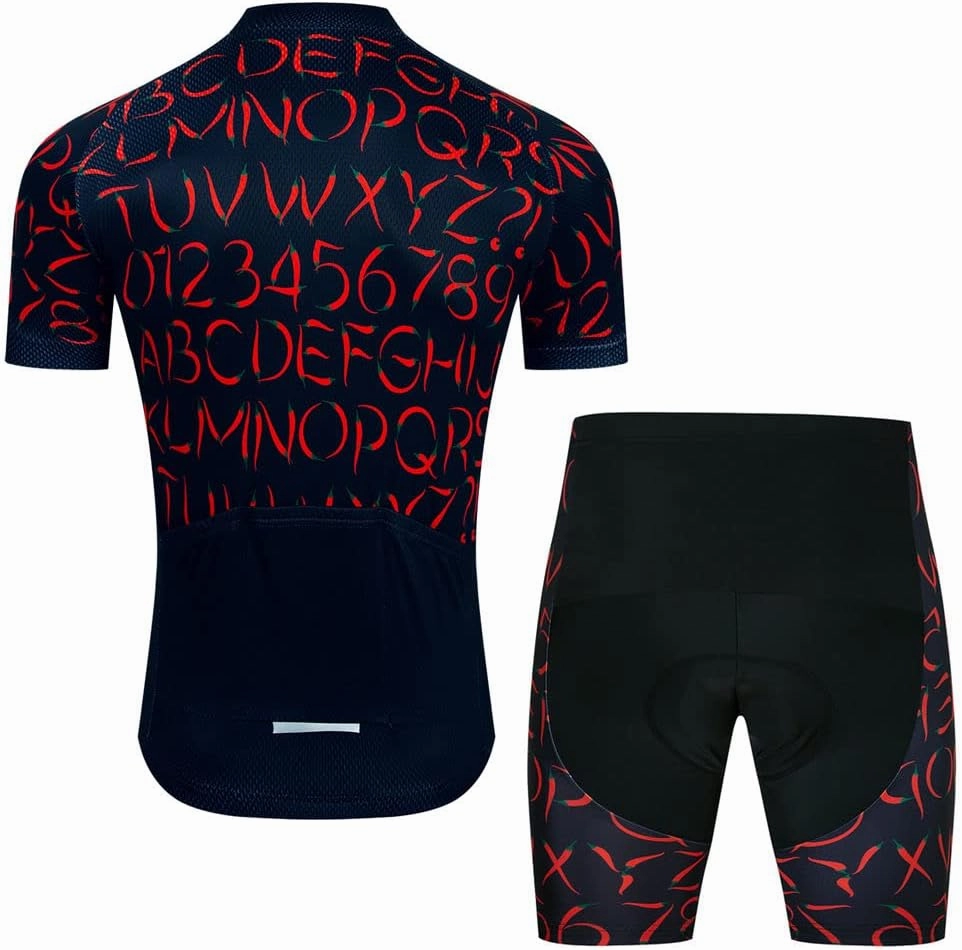 Men Cycling Jersey Set Cycle Short Sleeve Shirt and 3D Cushion Shorts Padded Suit Biking Top