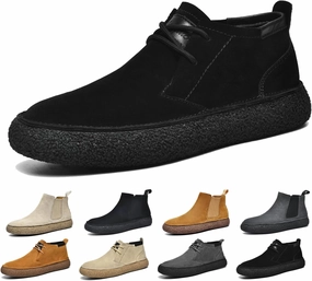 Men's Frosted Leather Suede Suede Mid Top Board Shoes,Fashion Casual Round Toe Platform Deck Boots, Walking Ankle Boots Classic Non Slip Lace Up Suede Oxford Sneakers