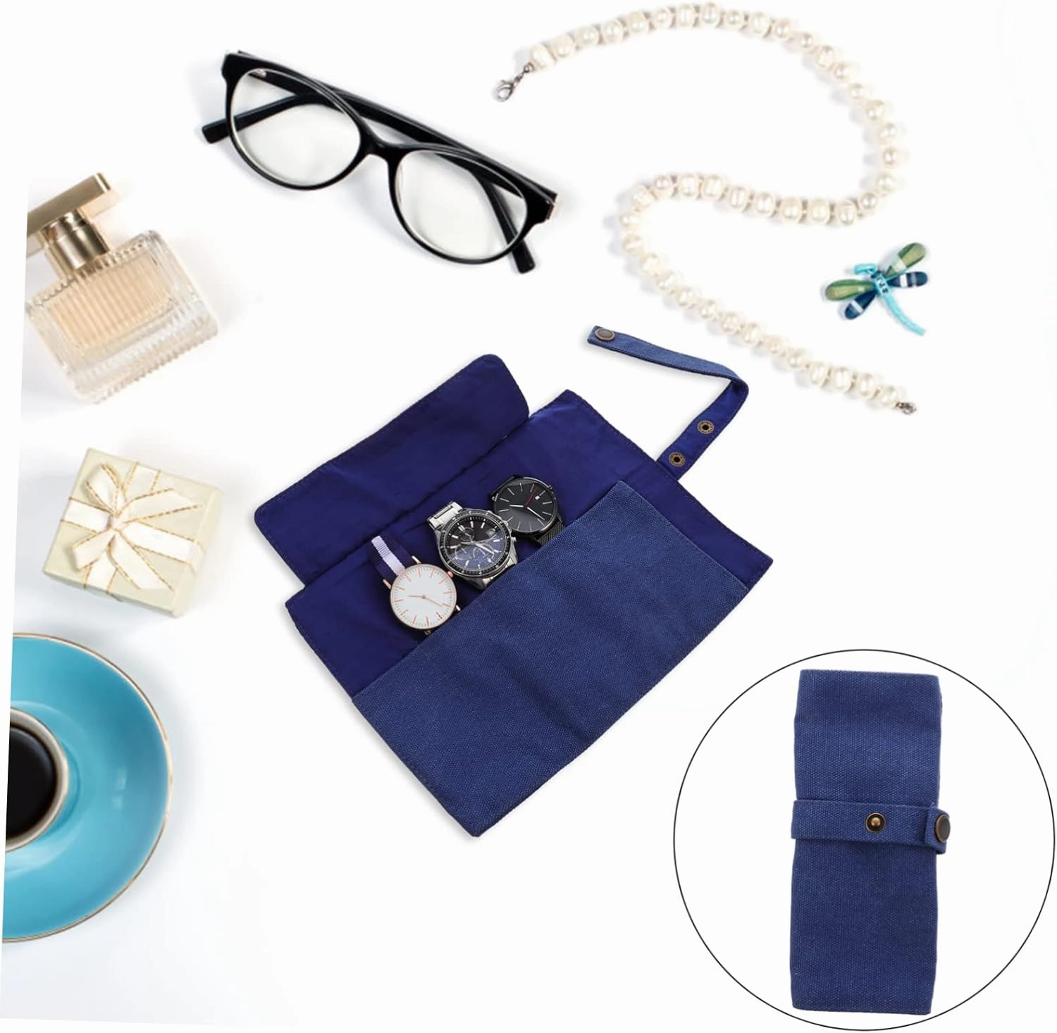 Mens Jewellery Box 2pcs Watch Storage Bag Leather Watch Bands Reloj para Hombre Inteligente Acrylic Board Photography Smart Watch Travel Canvas Tote Bag Watch Organizer Bag Roll Bag Portable Women's