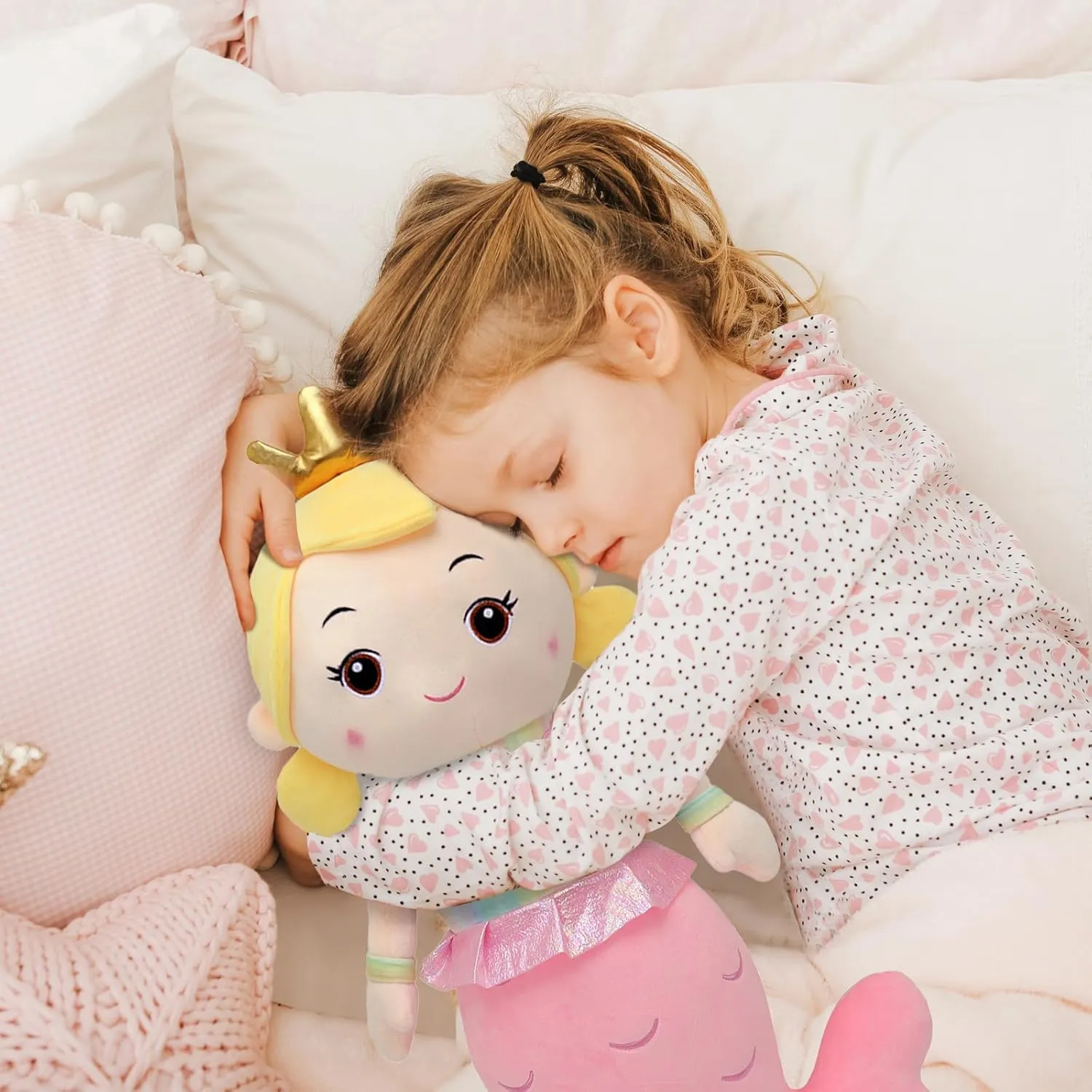 Mermaid Stuffed Animal Plush Pillow Toy 39.in Mermaid Doll Stuffy Plushie Life Size Giant Mermaid Body Pillows Doll for Girls Kids