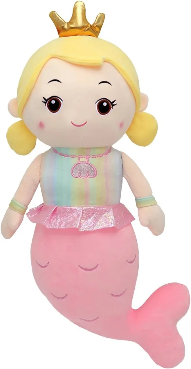 Mermaid Stuffed Animal Plush Pillow Toy 39.in Mermaid Doll Stuffy Plushie Life Size Giant Mermaid Body Pillows Doll for Girls Kids