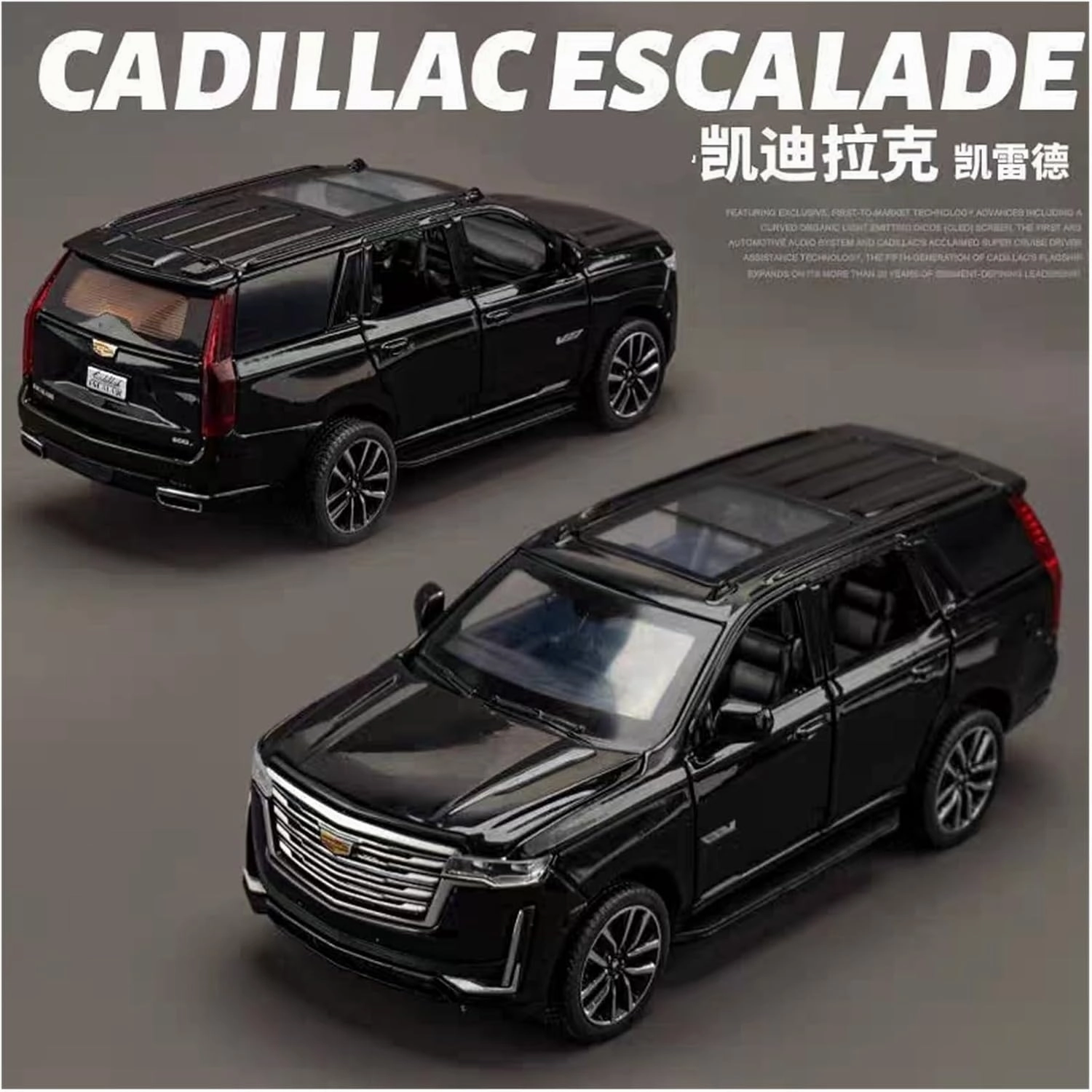 Metal Die Cast Toy Cars 1:24 for Cadillac Escalade/XT5 Alloy Scene Ornaments Adult Collection Decorations Car Model for Home Or Office Décor(Blue)