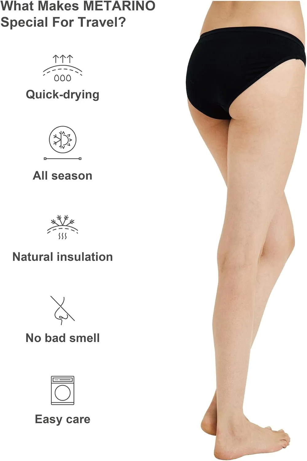 METARINO Women's Underwear Panties Soft Merino Wool Sports Active Briefs