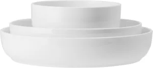 Mikasa Austyn Grey Bone China Lightweight Chip Resistant 9 Piece Dinnerware Bowl Set, Service for 3, White