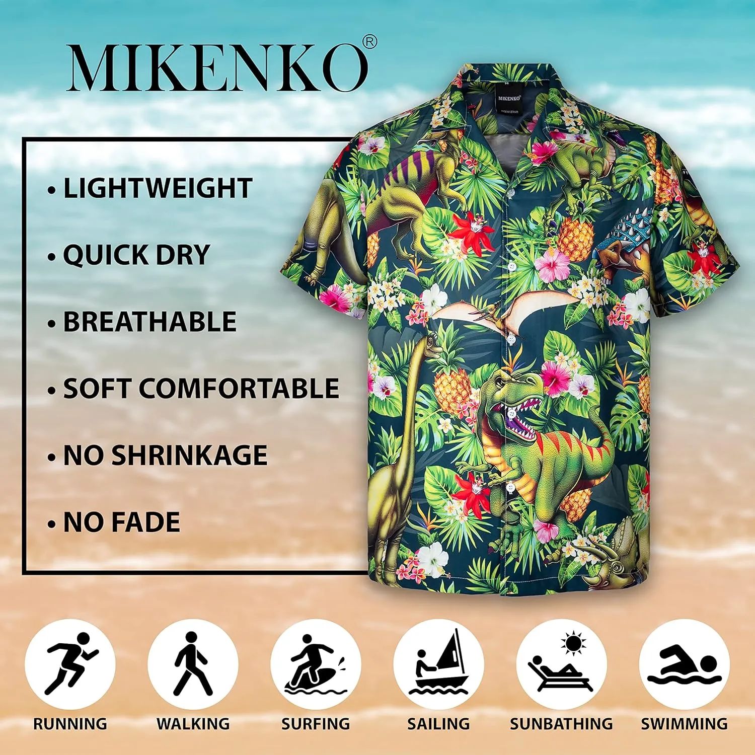 MIKENKO Funny Mens Hawaiian Shirts Short Sleeve Button Up Beach Summer Button Down Hawaiian Shirt for Men Women