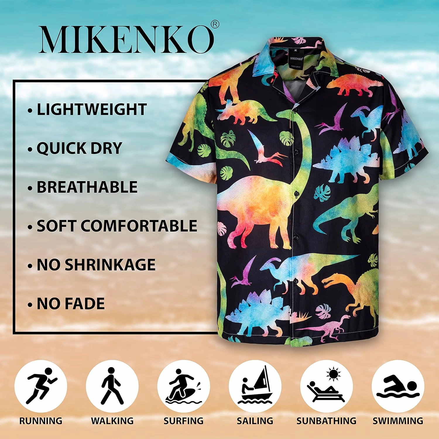 MIKENKO Funny Mens Hawaiian Shirts Short Sleeve Button Up Beach Summer Button Down Hawaiian Shirt for Men Women