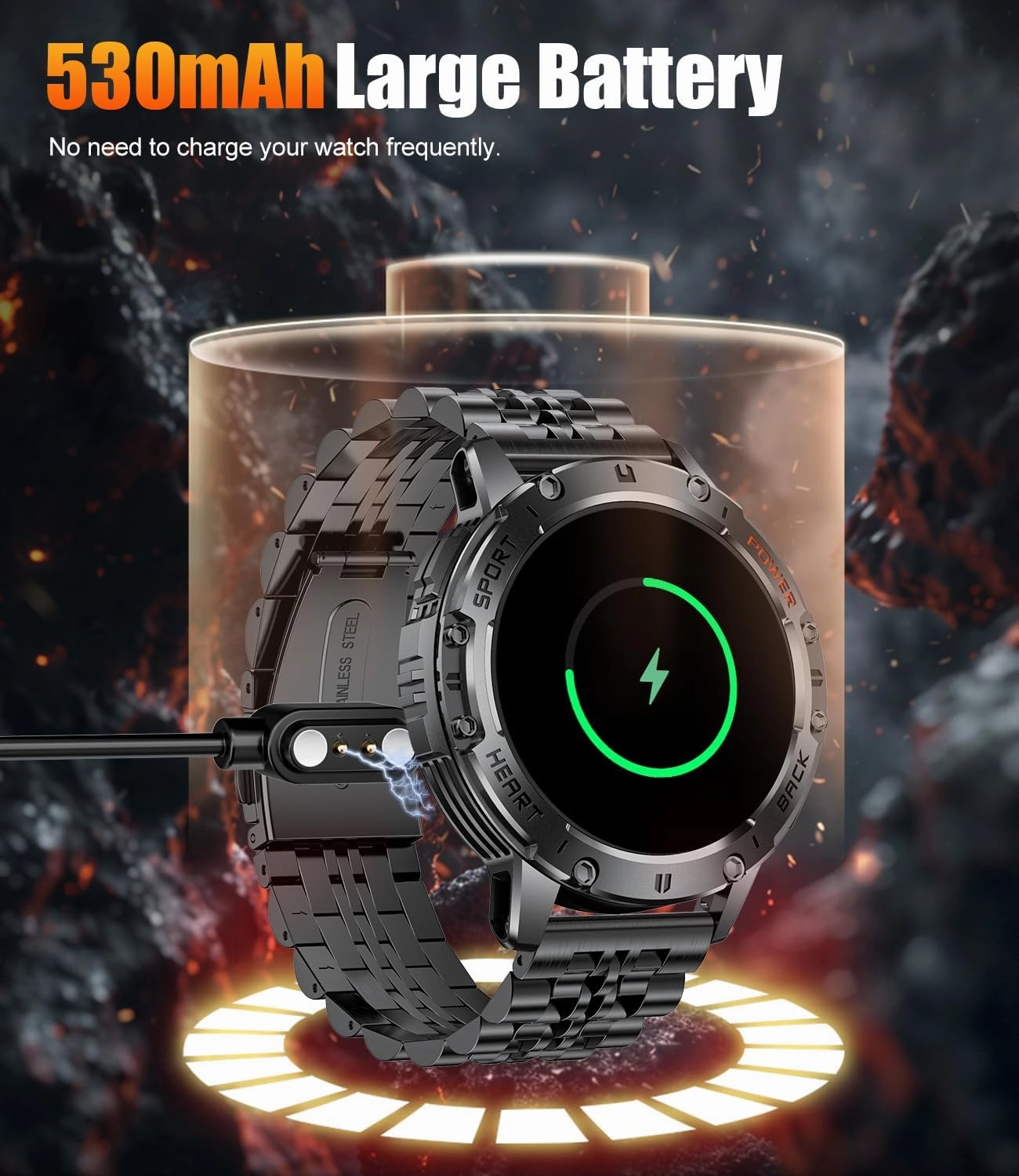 Military Smart Watches for Men with LED Flashlight,3 Straps,1,43'' AMOLED Smartwatch for Men with 530mAh Battery,5ATM Waterproof Fitness Tracker Smart Watch with Answer/Make Call iOS Android