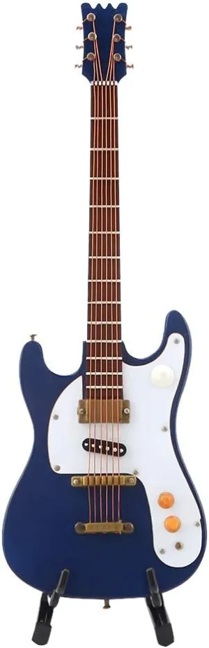 Mini Guitar Wooden Miniature,Miniature Electric Guitar with Box Musical Instrument Display with Stand Miniature Wooden Guitar Model for Dollhouse Accessories Model Home Decoration