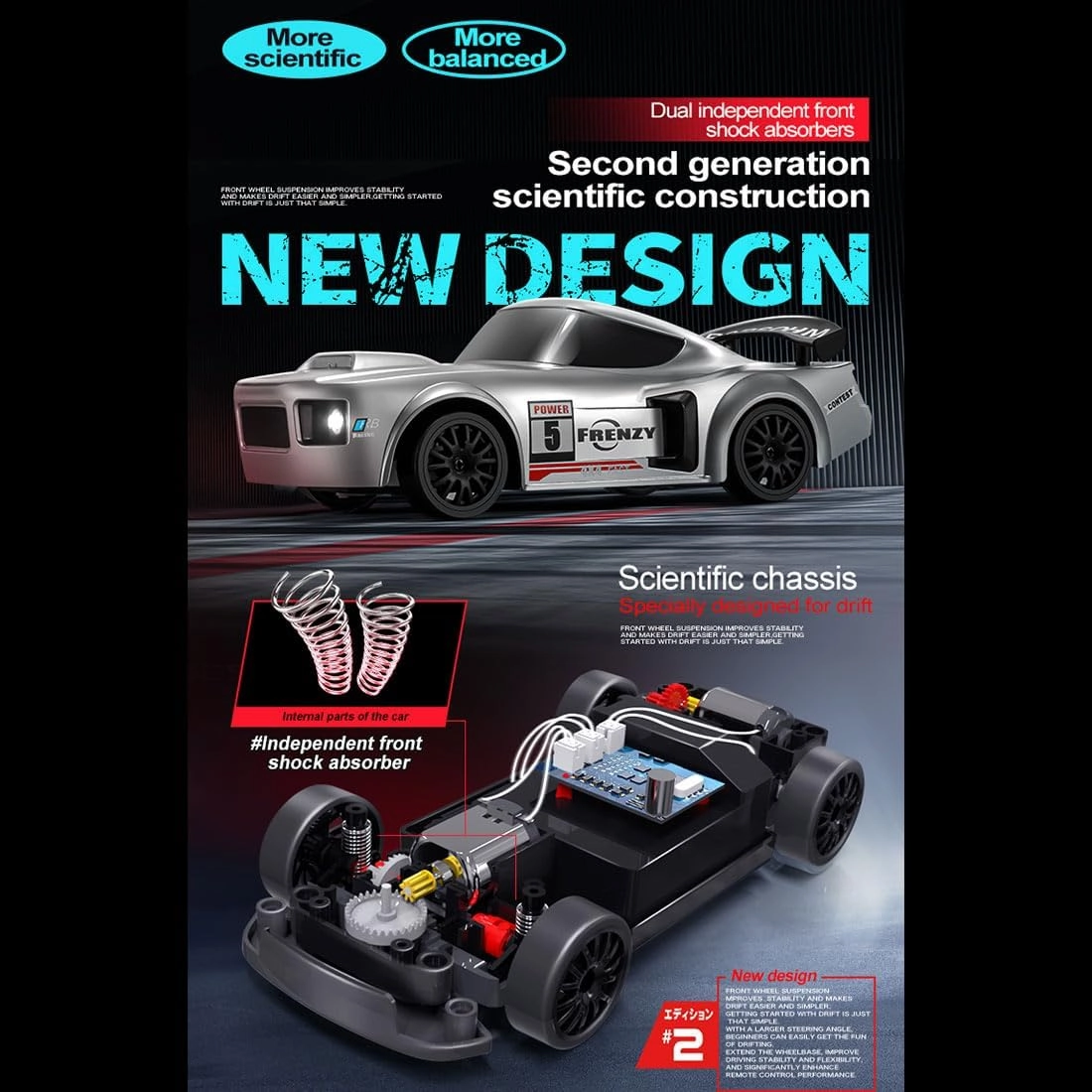 Mini RC Drift Car Model with Lights, 1/24 Scale RC Electric 4WD Racing Car Controllable Two Speed Switching, 2.4GHz Remote Control High Speed Race Drifting Cars Toy for Boys Adults