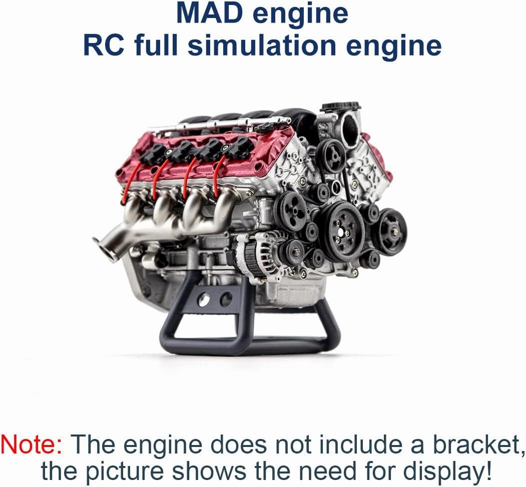 Mini V8 Engine Model Kit, MAD RC 3D Printing Resin Simulation Dynamic V8 Engine Internal Combustion Engine Model DIY Assembly for AX90104 SCX10Ⅱ Capra VS4-10 Pro/Ultra Model Car (KIT Version)